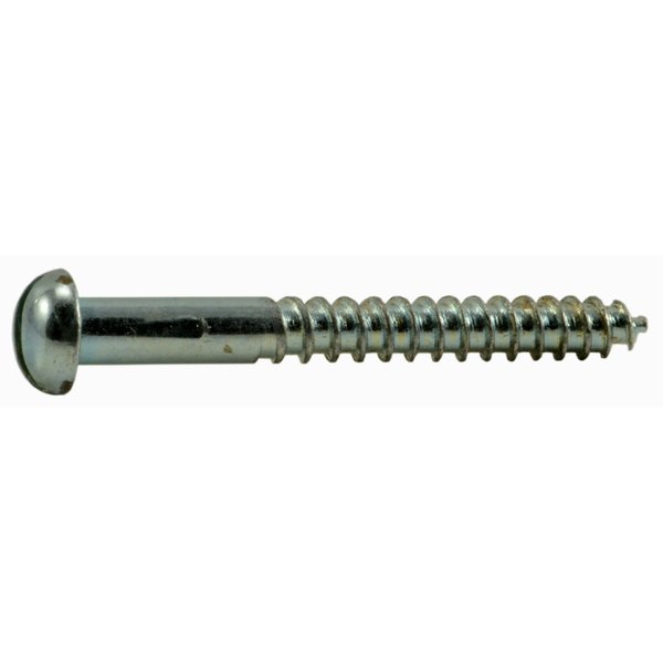 Midwest Fastener Wood Screw, #4, 1 in, Zinc Plated Steel Round Head Slotted Drive, 72 PK 62068